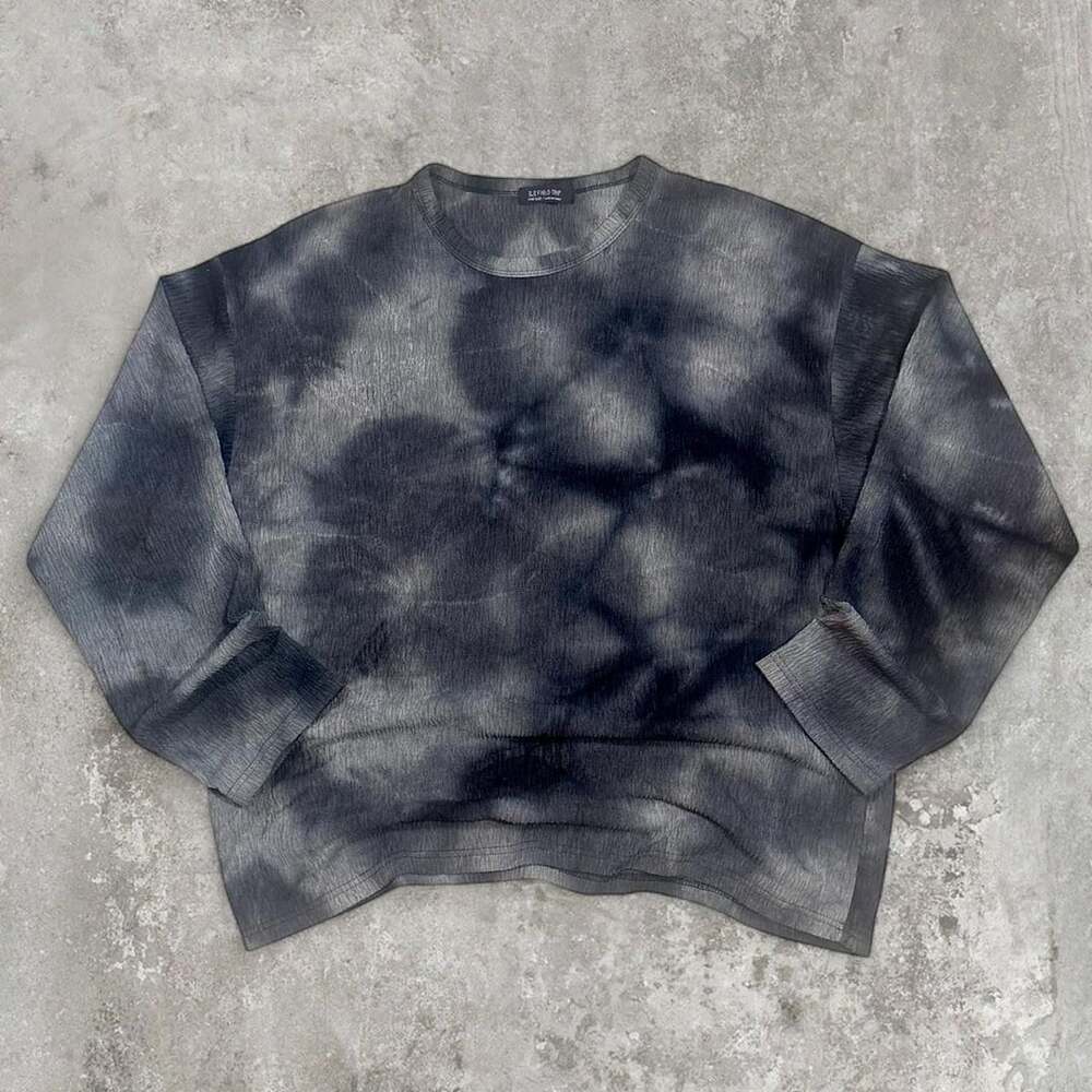 3.3 Field Trip Tie Dye Crewneck Sweatshirt One Size Black Plisse Knit